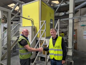 Richard Whitworth FALCON TRUNKING (left) and Andreas Wunch HAMOS (right) on site recently at Falcon Trunking
